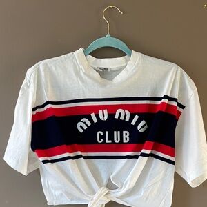 LIKE NEW- authentic Miu Miu White Tee with Red and Blue Accents